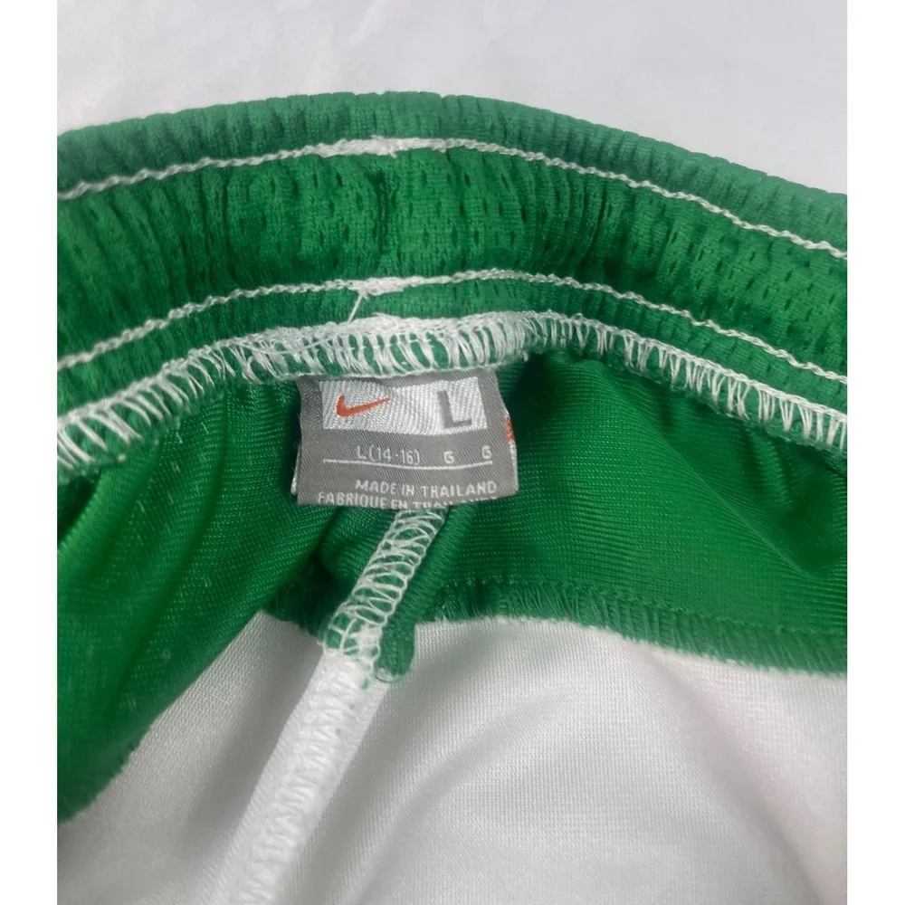 Nike Boys Large 14-16 Basketball Shorts White Green Grey Mesh Athletic VINTAGE